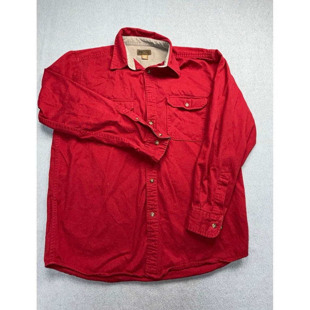 VTG 90s Faded Glory Men's Medium Red Heavy Cotton Chamois Flannel Work Shirt